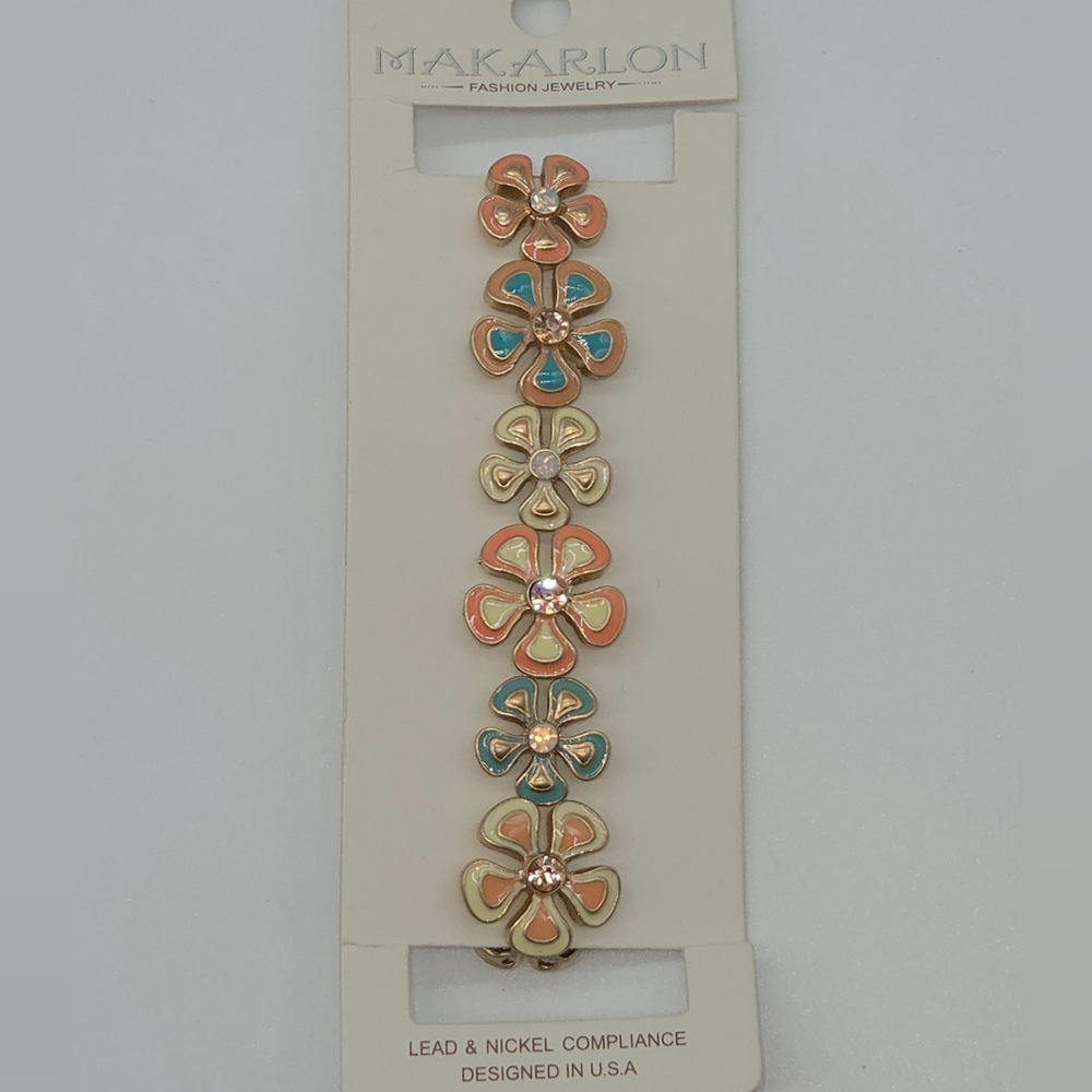 Makarlon Enamel Floral Stretch Bracelet